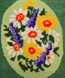 Vintage Purple White and Yellow Floral Cross Stitch