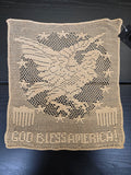 Vintage “God Bless America” Doily Hand Crocheted Lace