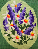 Vintage Purple and White Floral Cross Stitch