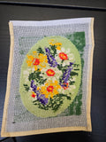 Vintage Purple White and Yellow Floral Cross Stitch