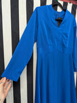 Vintage Volup 60s Long Sleeve Blue Polyester Dress