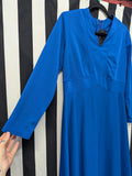 Vintage Volup 60s Long Sleeve Blue Polyester Dress
