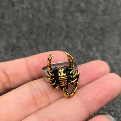 Mio Queena Vintage Scorpion Stainless Steel and Brass Ring