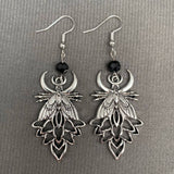 Mio Queena Gothic Moth Mandala Dangle Earrings