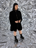 Vintage Gathered Black Velvet Coat