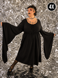 Gently Used Black Romantic Dress with Giant Bell Sleeves