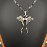 Mio Queena Silver Tone Luna Moth Necklace