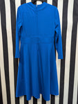 Vintage Volup 60s Long Sleeve Blue Polyester Dress