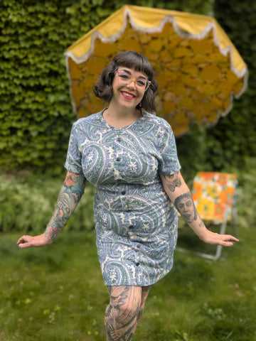 Vintage Volup 60s Navy Paisley Dress