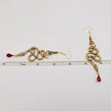 Mio Queena Gothic Vintage Gold Snake and Hand Pendant Earrings