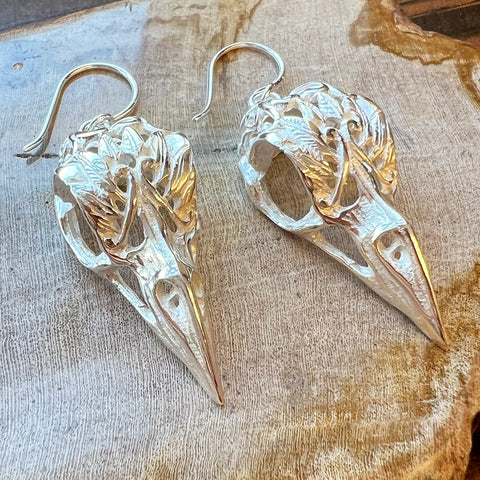 Coco Loco Silver Raven Earrings