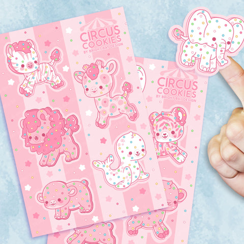 Bright Bat Design - Circus Cookies Sticker Sheets (2 Pack)