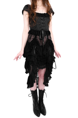 Foxblood Lottie Mesh Ruffle Skirt