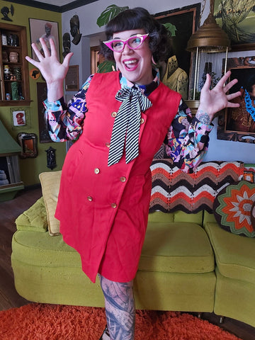 Vintage Orange Button Dress