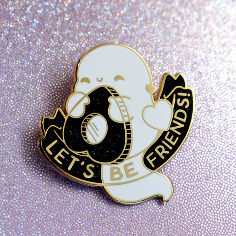 Bright Bat Friendly Ghost (Black) Enamel Pin