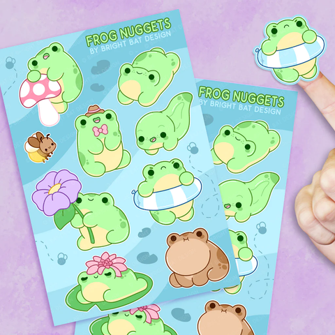 Bright Bat Design - Frog Nuggets Sticker Sheets (2pk)