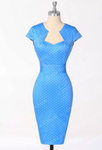 Gently Used Grace Karin Blue Polka Dot Wiggle Dress