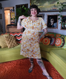 Vintage Volup Yellow Floral peasant dress