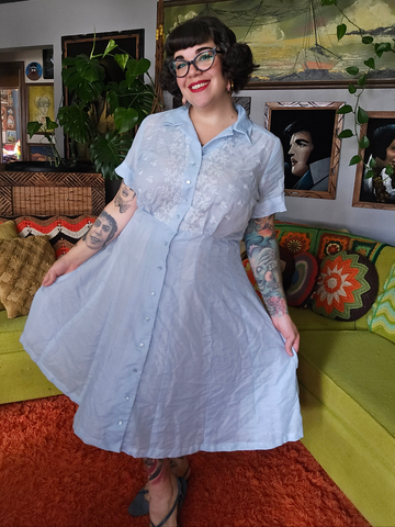 Vintage Volup Pastel Blue Shirt Dress