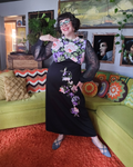 Vintage Volup Black Floral Maxi Dress