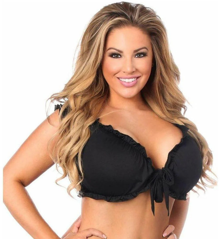 Daisy Corset Black Peasant Top