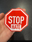 Blue Ribbon Lounge RED Stop Hate Sticker