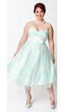 Anita Cruz Unique Vintage Mint Polka Dot Dress