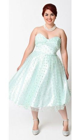 Anita Cruz Unique Vintage Mint Polka Dot Dress