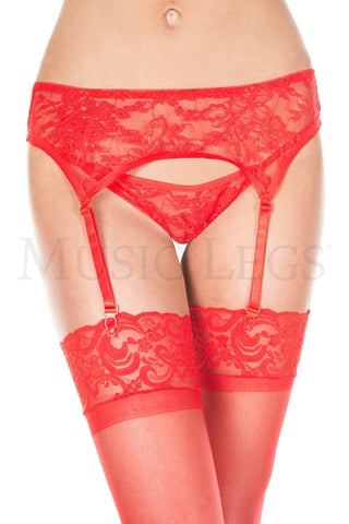 Music Legs Red Lace Garter Belt and G-String