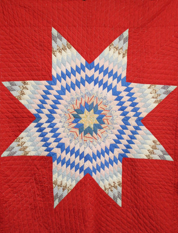 Vintage 1940's Red Star Quilt
