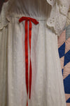 Vintage 1970s Eyelet Lace White Cotton Prairie Dress