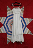 Vintage 1970s Eyelet Lace White Cotton Prairie Dress
