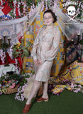 Vintage 1970s Taupe Floral Lace-Up Dress
