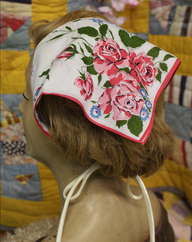 Vintage Pink Boarder Handkerchief