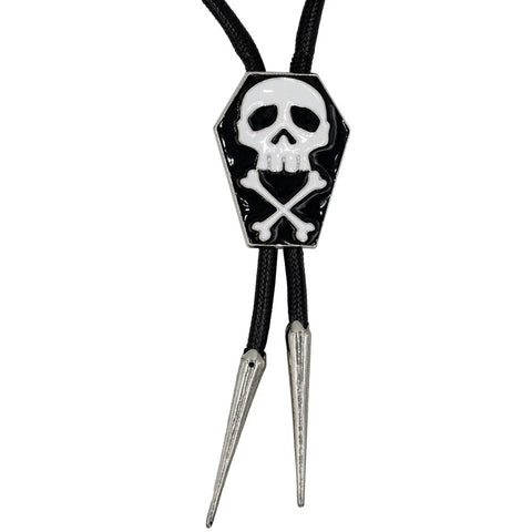 Kreepsville Coffin Skull Bones Bolo Western Tie