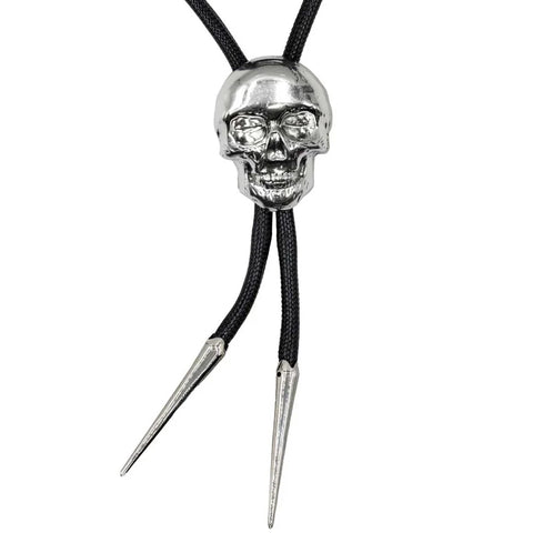 Kreepsville Skull Chrome Bolo Western Tie
