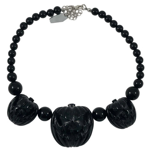 Kreepsville Jack O Lantern Pumpkin Necklace Black