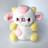 Bright Bat Design Pink Cow Nugget Keychain Plushie