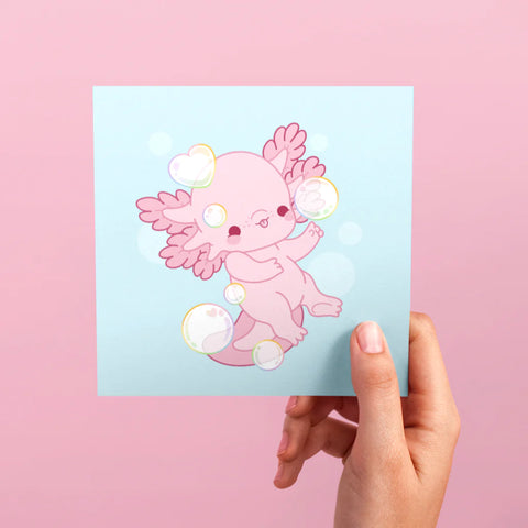 Bright Bat Design - I Love You an Axolotl Valentine's Day Card