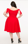 Unique Vintage 50s Red Prairie Swing Dress