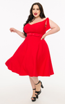 Unique Vintage 50s Red Prairie Swing Dress