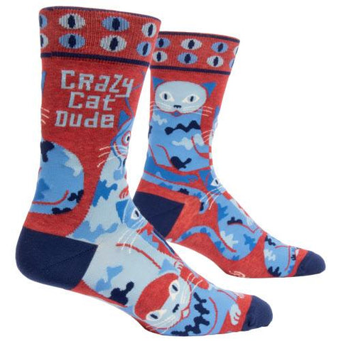 Blue Q "Crazy Cat Dude" Crew Socks