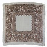 Vintage 60s white brown and red paisley silk scarf