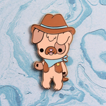 Bright Bat Cowboy Sheriff Dog Enamel Pin