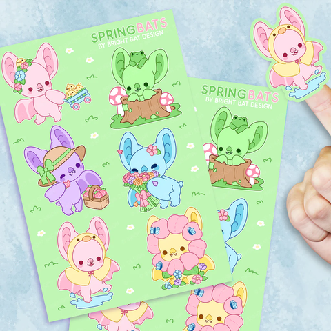 Bright Bat Design - Spring Bats Sticker Sheets (2pk)