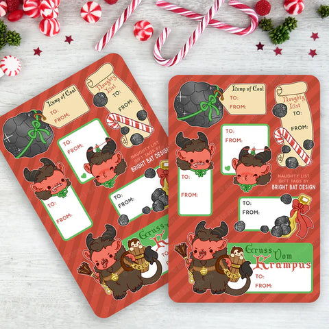 Bright Bat Design - Krampus Naughty Gift Tag Sheets (2 Pack)