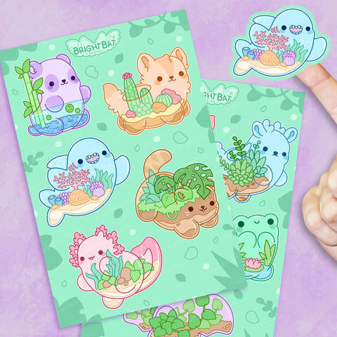 Bright Bat Design - Terrarium Animals Sticker Sheets (2 Pack)