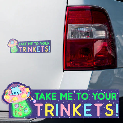 Bright Bat Design - Trinket UFO Vinyl Bumper Sticker