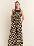 Jade By Jane Checkered Wide Leg Overalls