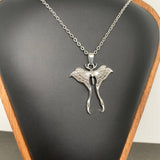 Mio Queena Silver Tone Luna Moth Necklace